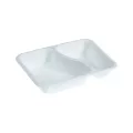 Barquette menu 2 comp bagasse blanche 227x178x45mm
